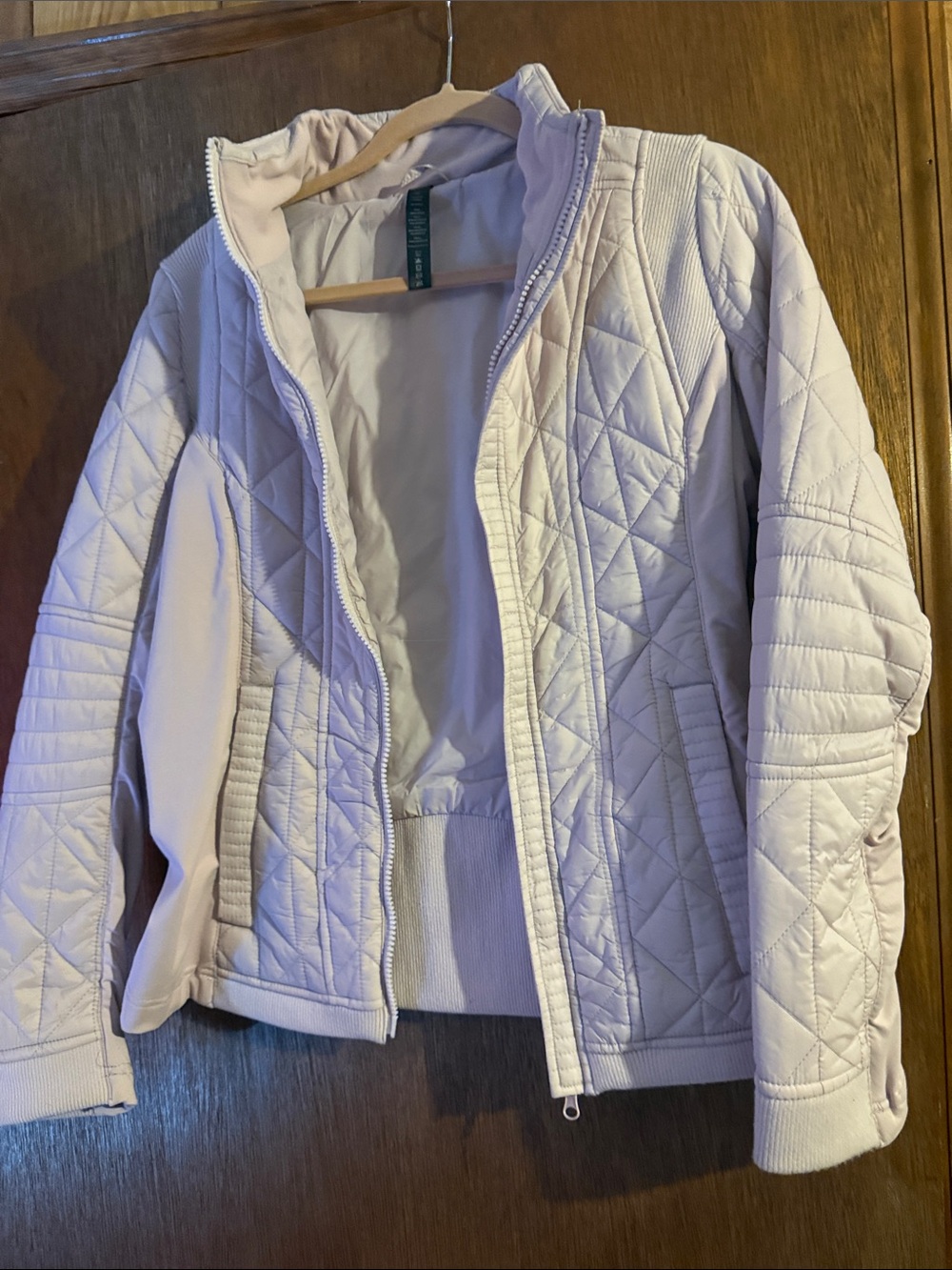 90 Degree By Reflex Light Pink Quilted Puffer Jacket